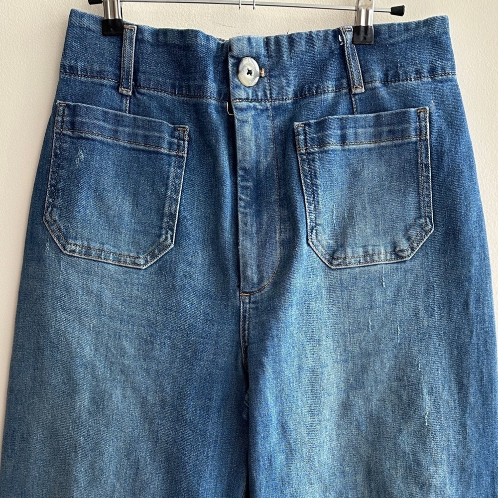 Pilcro Wide-Leg Cropped Blue Jeans - Picture 3 of 16